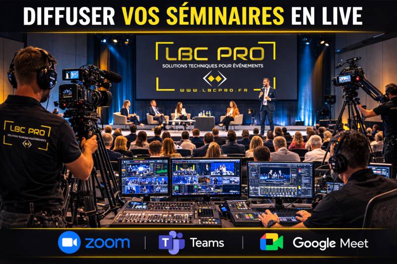 captation vidéo  et diffusion live sur teams zoom google meet