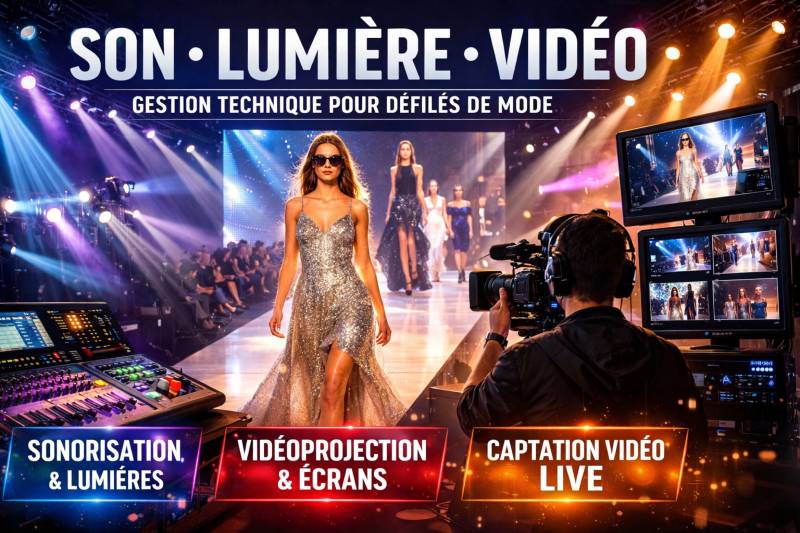 prestataire technique sonorisation éclairage audiovisuel captation video pour défilés de mode à Sanary dans le var 